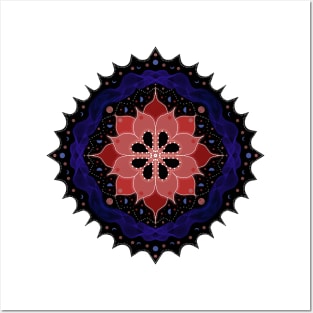 Circular Pointed Mandala Red-Pink-Purple Posters and Art